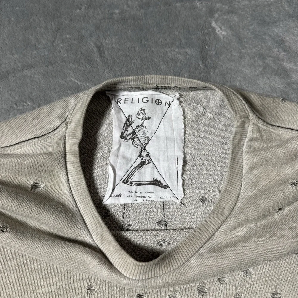 Religion We Live In Black Distressed Sweatshirt Mens Size S Grunge‎ Streetwear